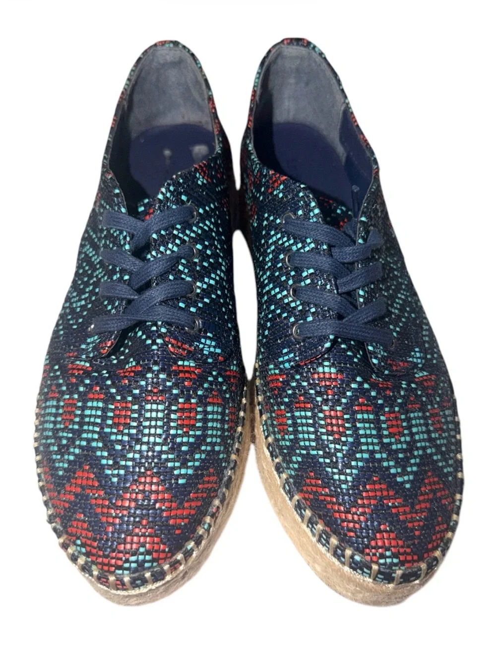Indigo Rd Woven Pattern Espadrille Platform Lace-Up Shoes